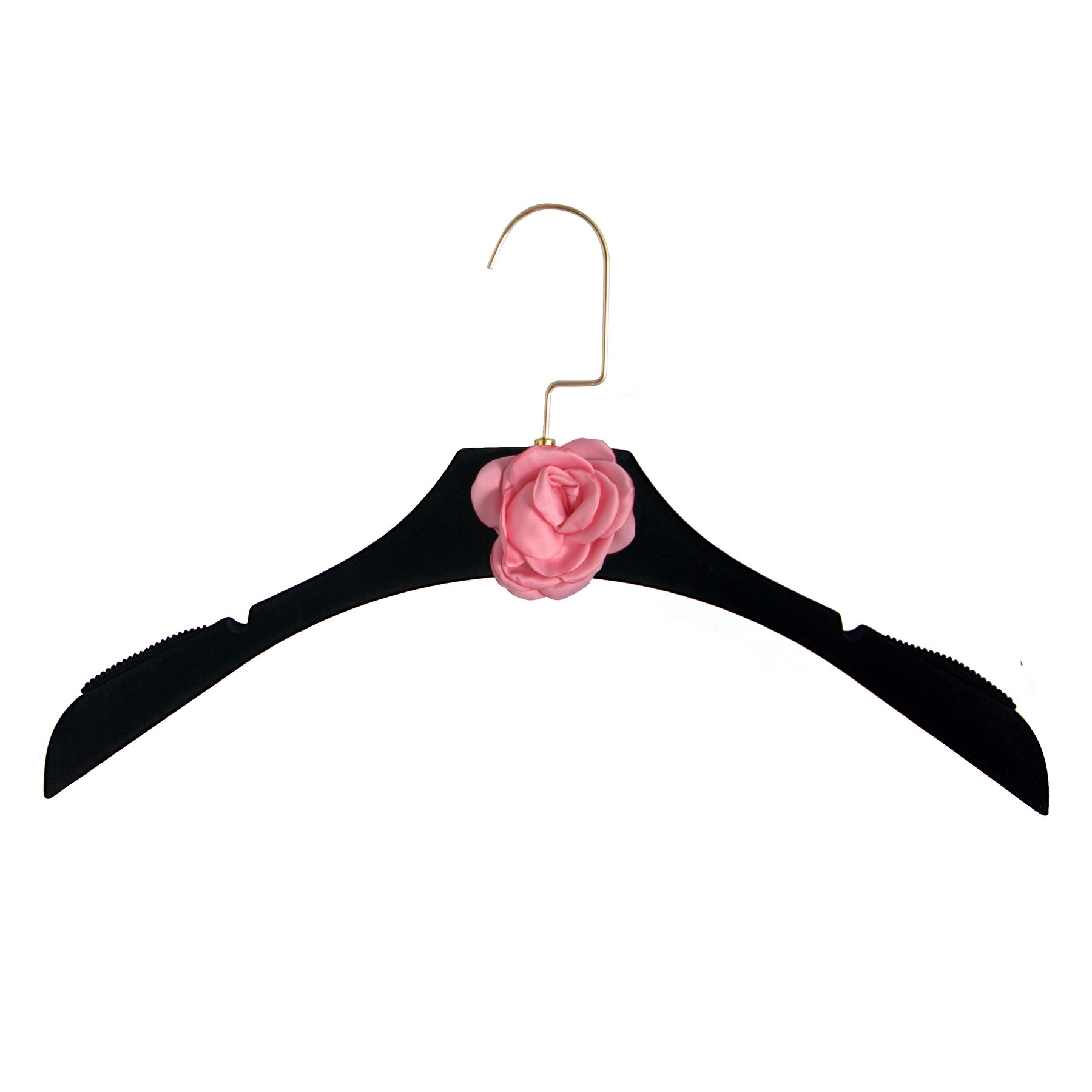 Вешалка-плечики Chanel Чёрная с розовым цветком для женской одежды