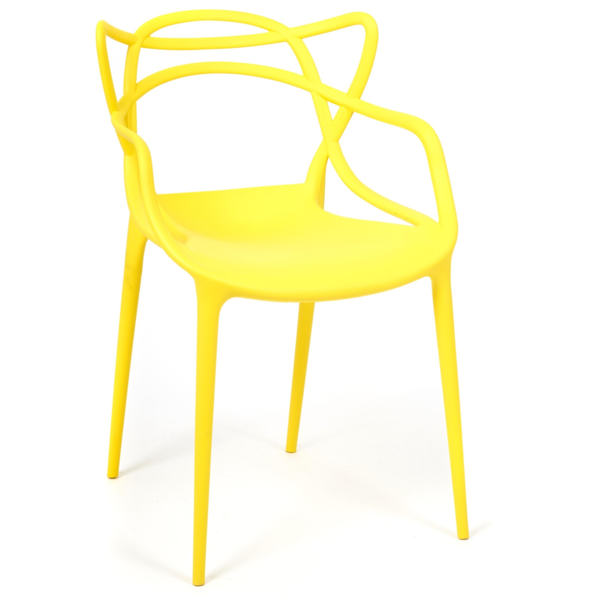 Стул пластиковый с подлокотниками желтый Cat Chair, 4 шт