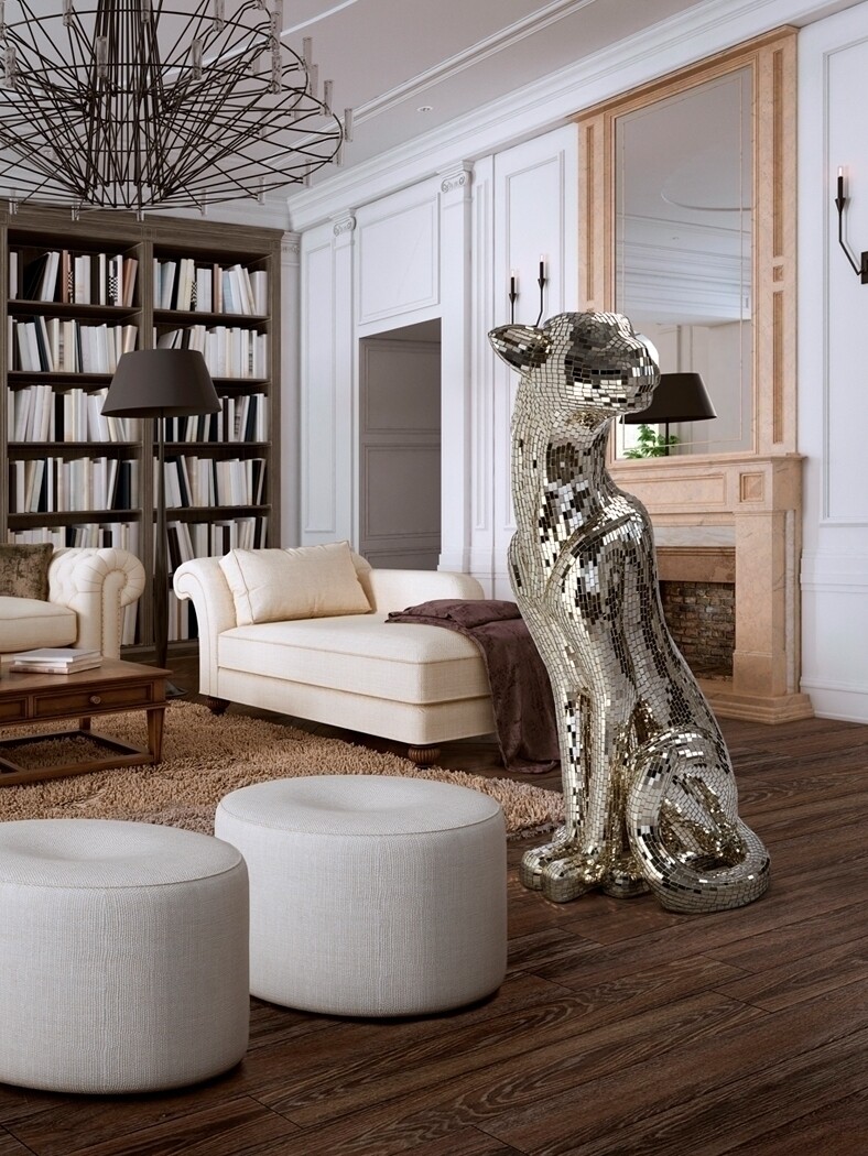 Статуэтка декоративная серебро &quot;Леопард правая&quot; Baguira от Schuller