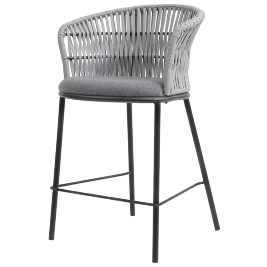 Полубарный стул с плетеной спинкой серый Haugen