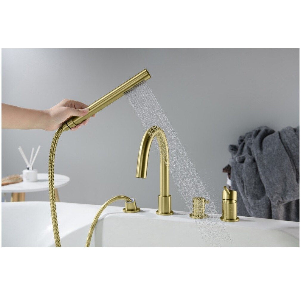 Смеситель на борт ванны шлифованное золото Aquatek "Европа" AQ1348BG - изображение 11