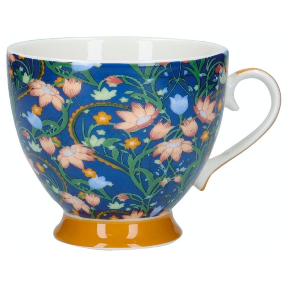 Чашка фарфоровая 400 мл синяя Dusk Floral