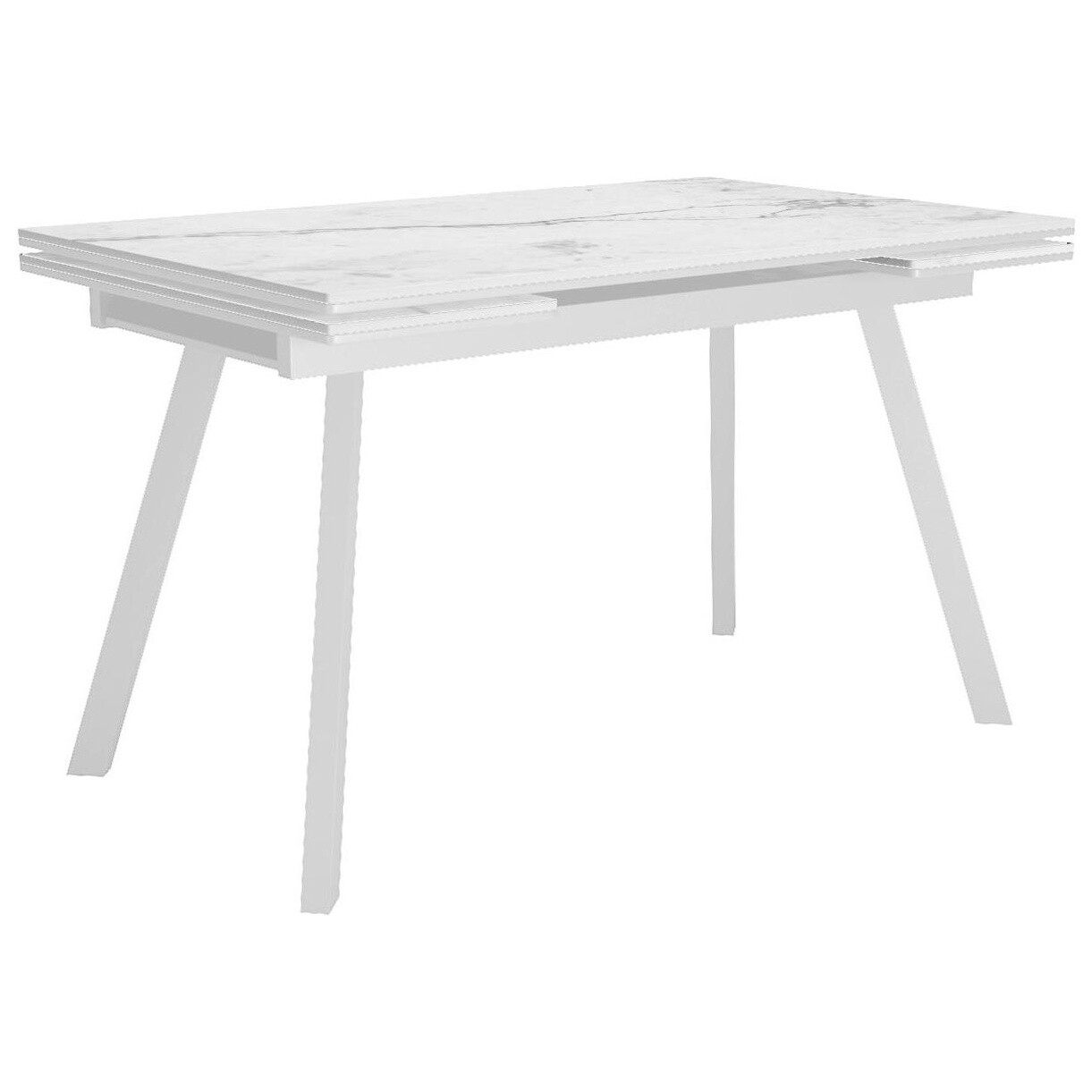Обеденный стол раздвижной прямоугольный с керамической столешницей 80х125 см белый мрамор SKA125