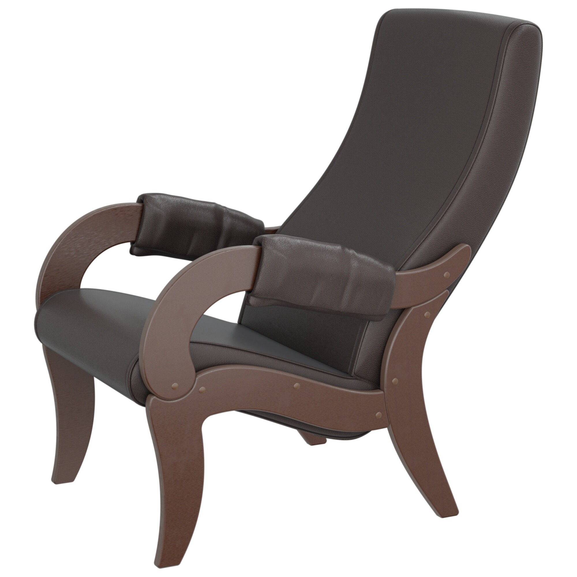 Кресло мягкое с подлокотниками орех антик, коричневое &quot;Аоста&quot;