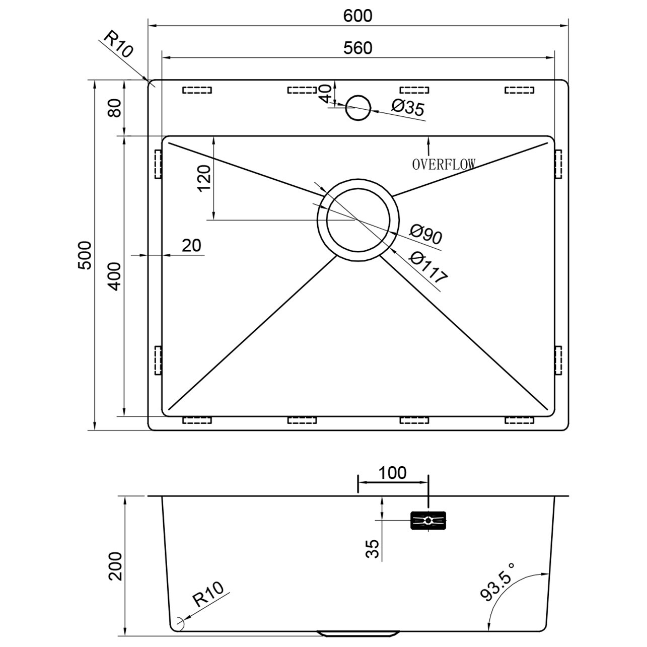 Кухонная мойка из нержавеющей стали 50х60 см оружейная сталь Reflexion Iseo RX2260BL - изображение 15