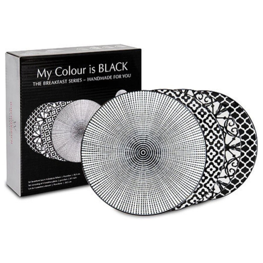 Тарелки керамические 4 шт черно-белые &quot;Мой цвет черный&quot;