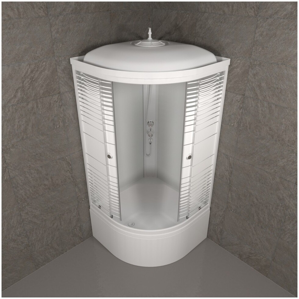 Душевая кабина четверть круга с высоким поддоном 90х90 см белая Triton "Полосы Б" Щ0000061836 - изображение 5