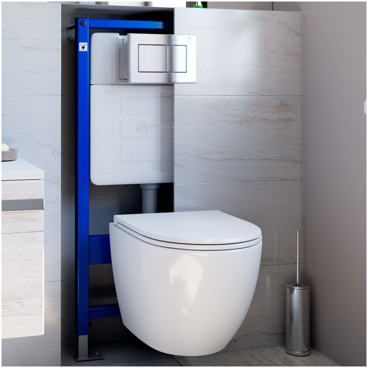 Унитаз подвесной безободковый с сиденьем микролифт белый Point "Афина" PN41041 - изображение 8