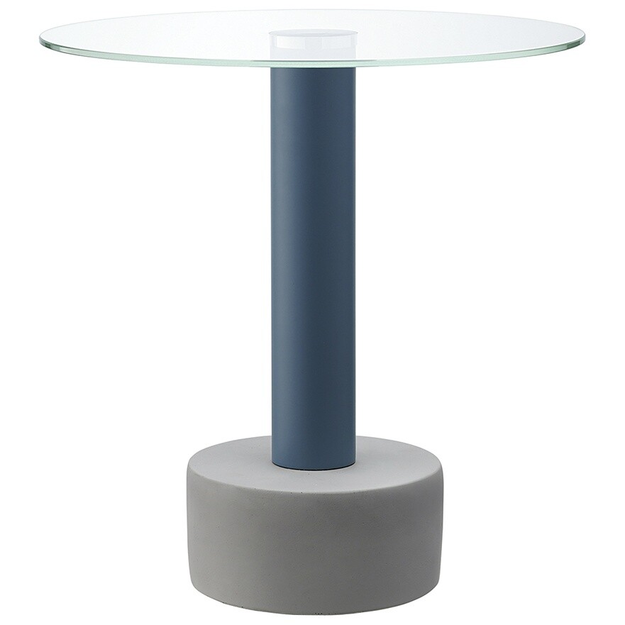 Столик кофейный со стеклянной столешницей круглый синий Hem