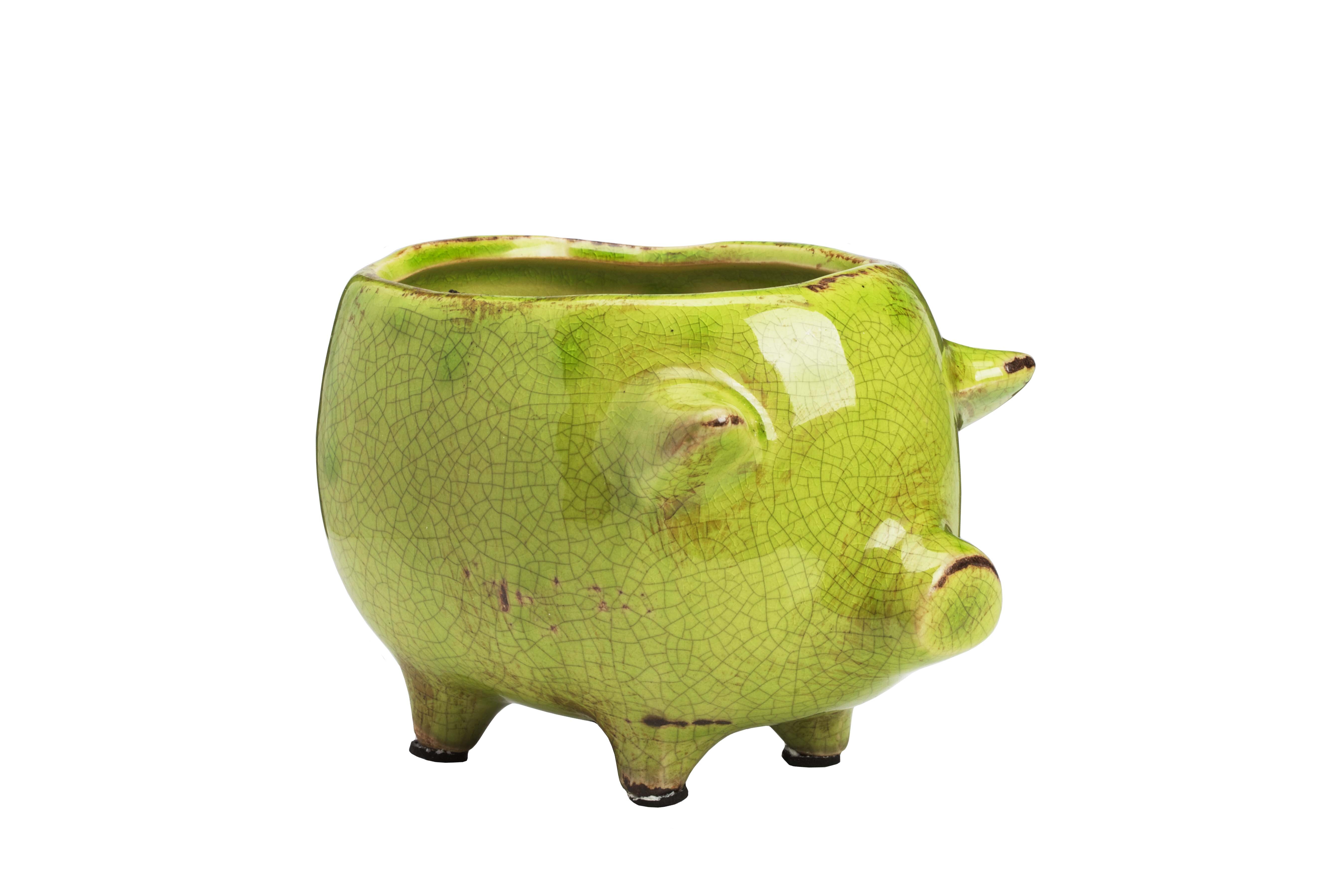 Цветочный горшок зеленый Pig Planter 