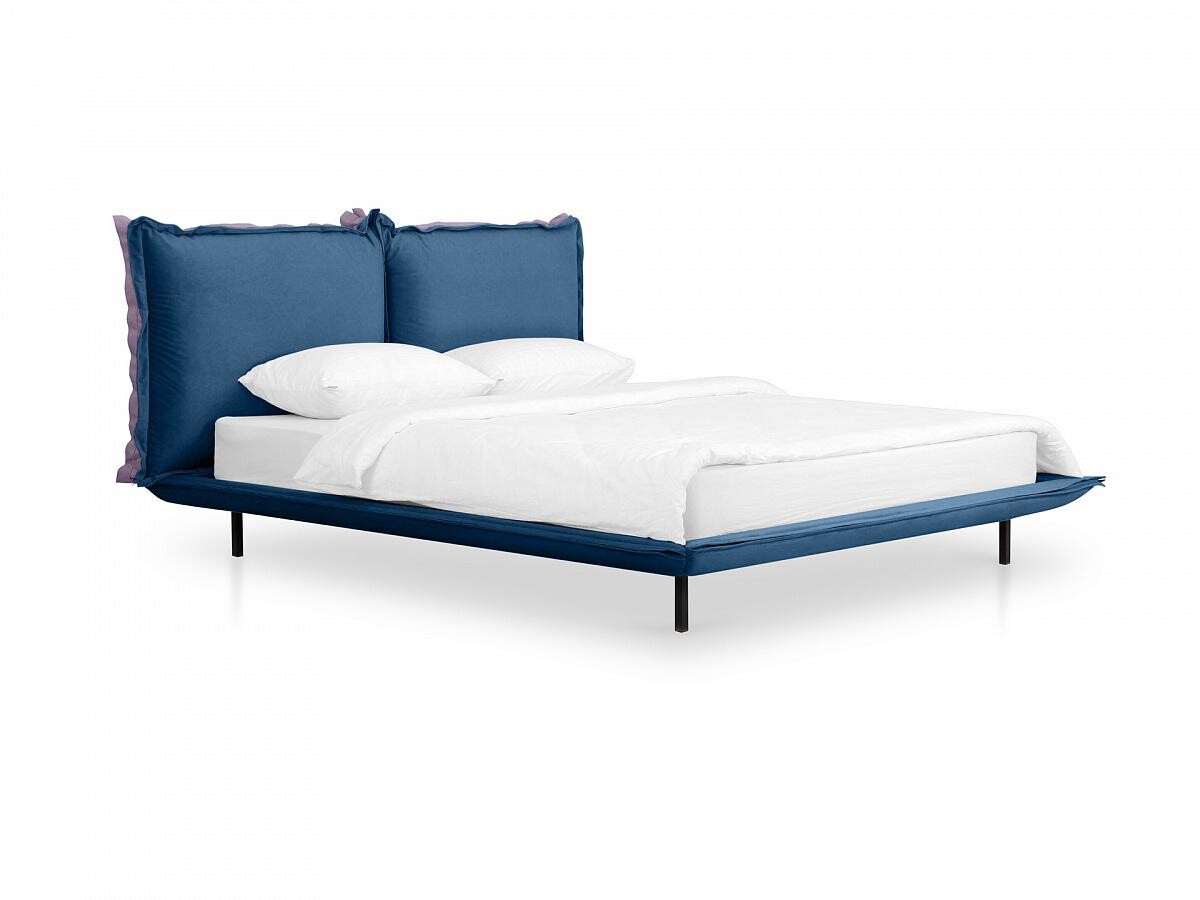 Кровать двуспальная 160х200 см синяя Barcelona 
