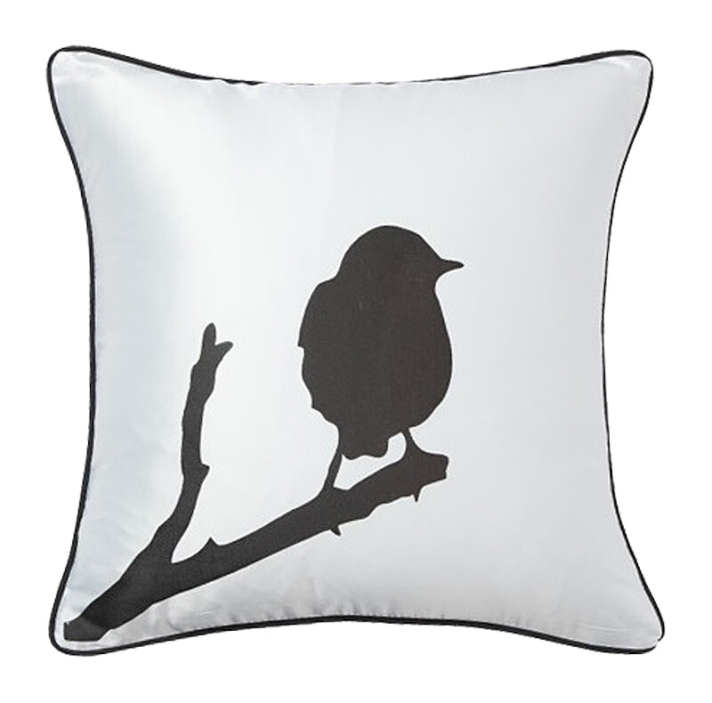 Подушка с птичкой на ветке Lone Bird White