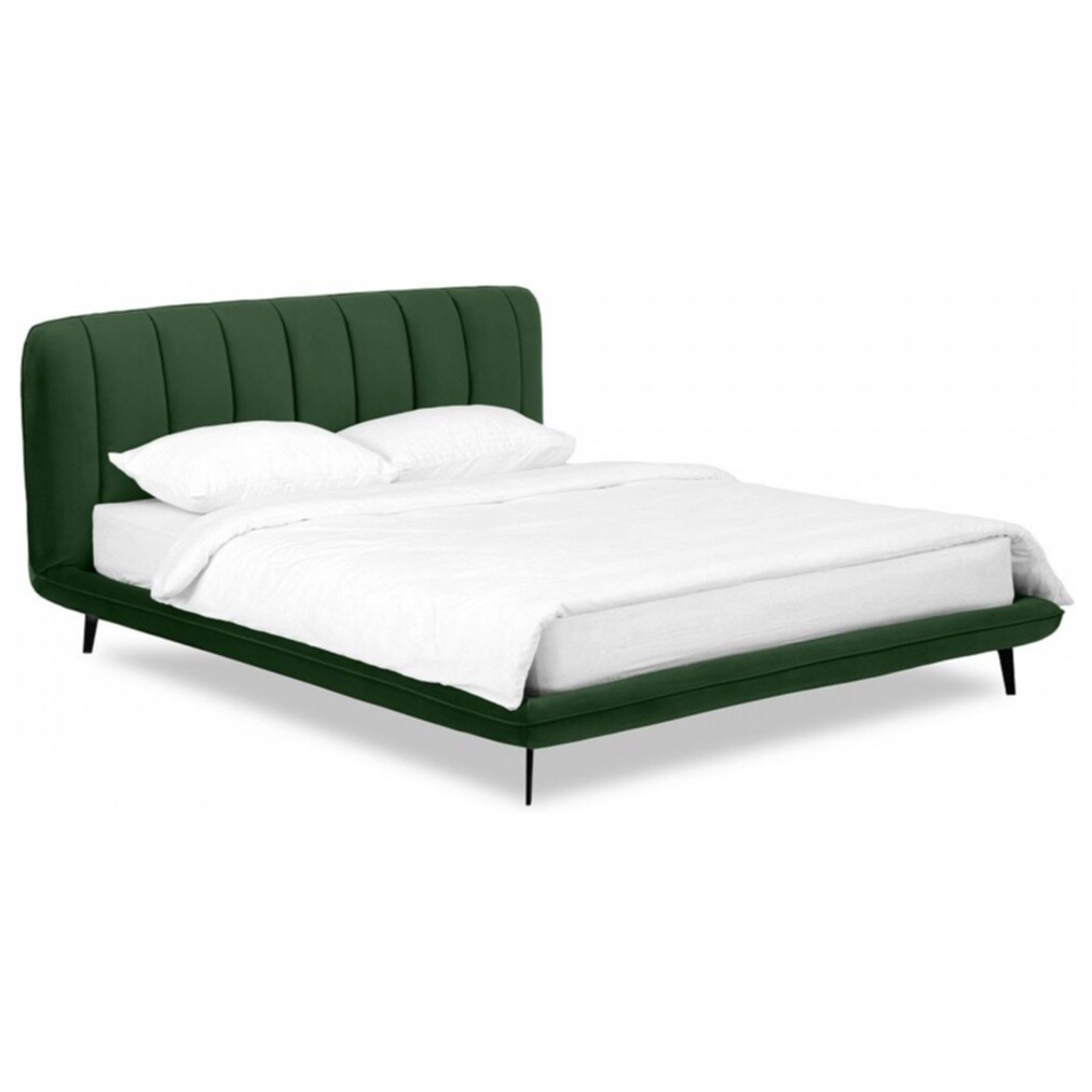 Кровать двуспальная 180х200 см велюр темно-зеленая Amsterdam