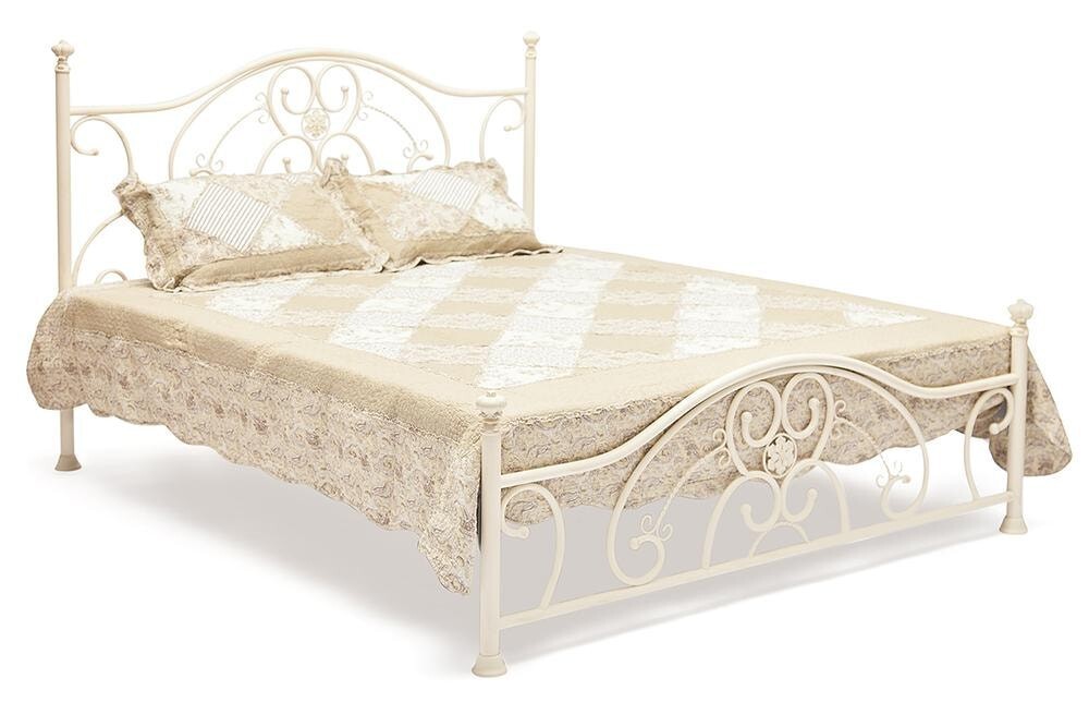Кровать двуспальная металлическая 160х200 см белая Elizabeth