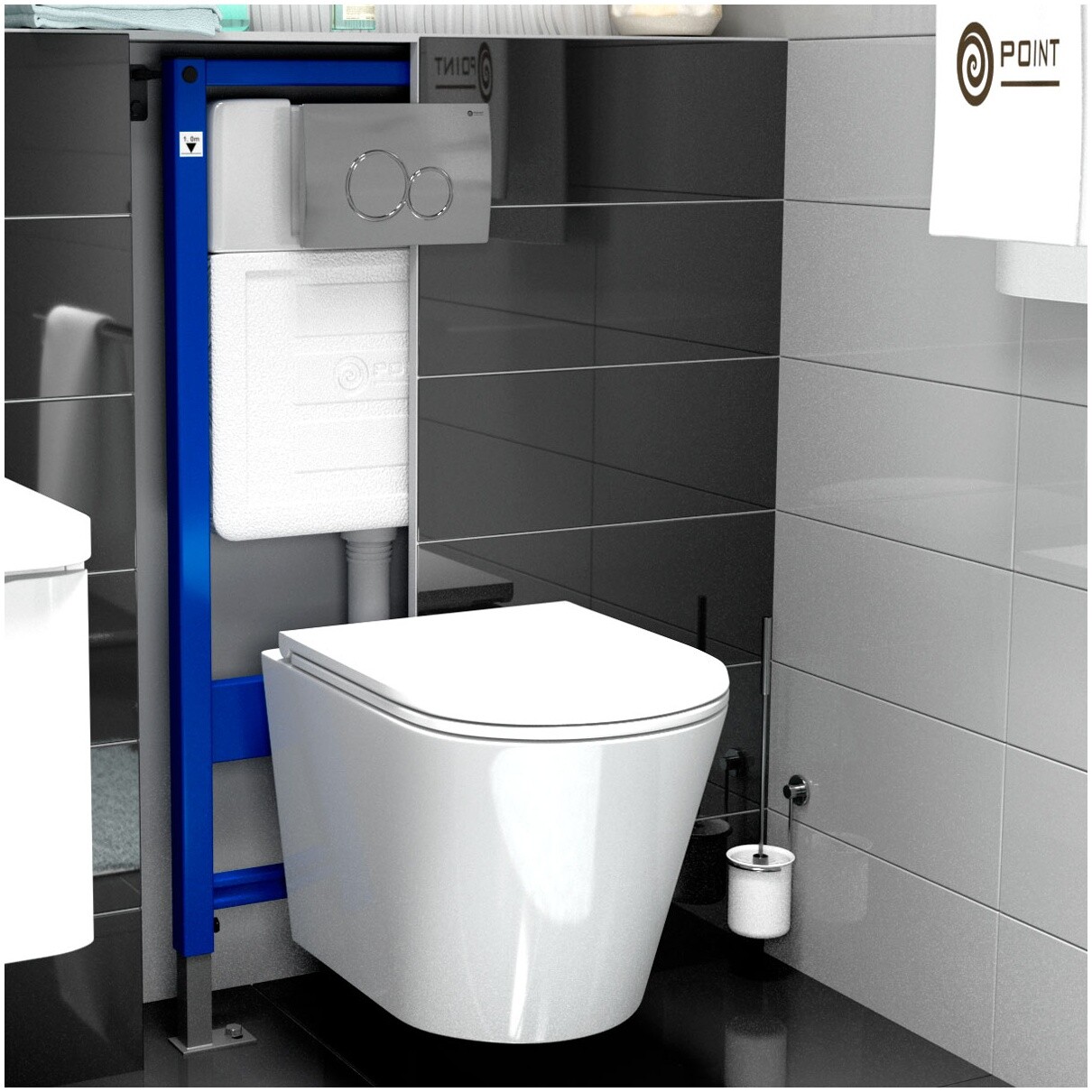 Унитаз подвесной безободковый с сиденьем микролифт белый Point "Виктория" PN41061 - изображение 6