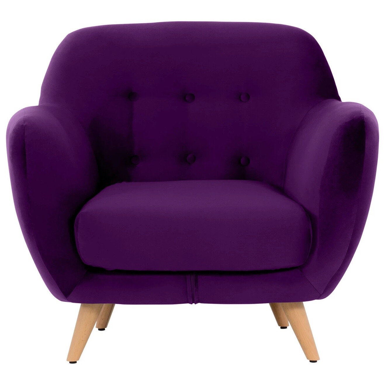 Кресло с мягкими подлокотниками на деревянных ножках фиолетовое Loa