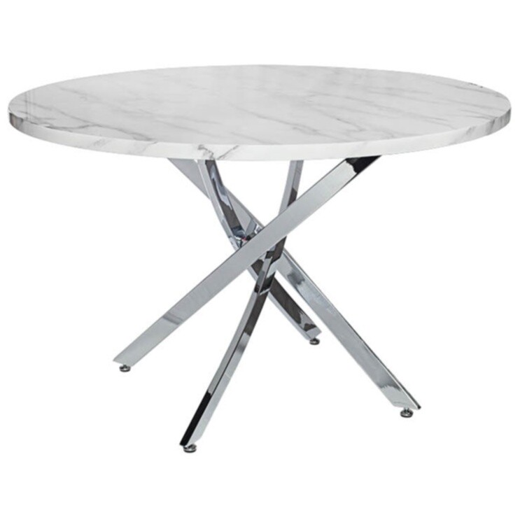 Обеденный стол круглый серый, хром