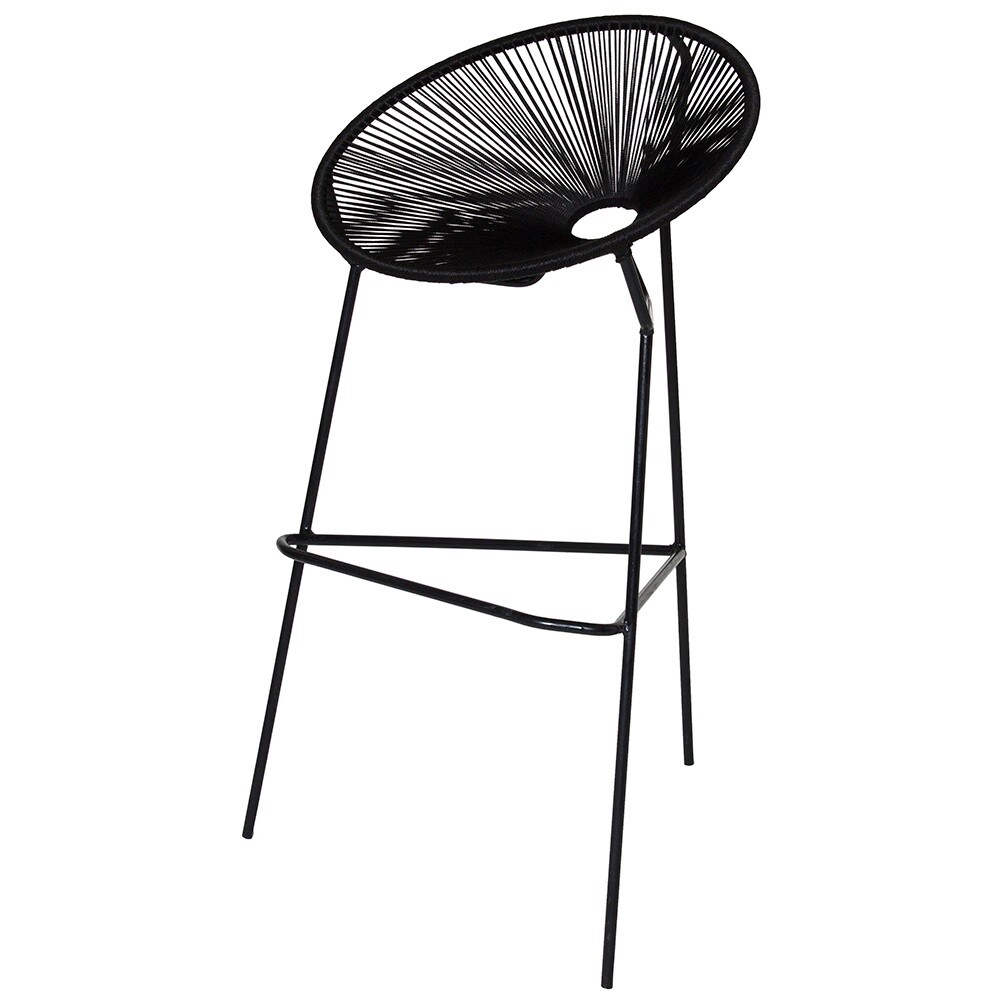Барный стул плетеный круглый 100х52 см черный Acapulco