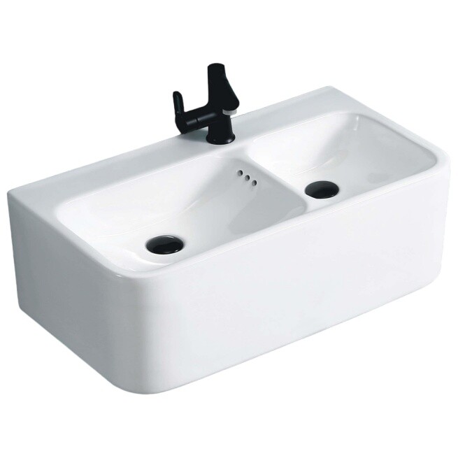 Раковина подвесная двойная фарфоровая прямоугольная 40х75 см белая Cerutti SPA Double Como CT9700