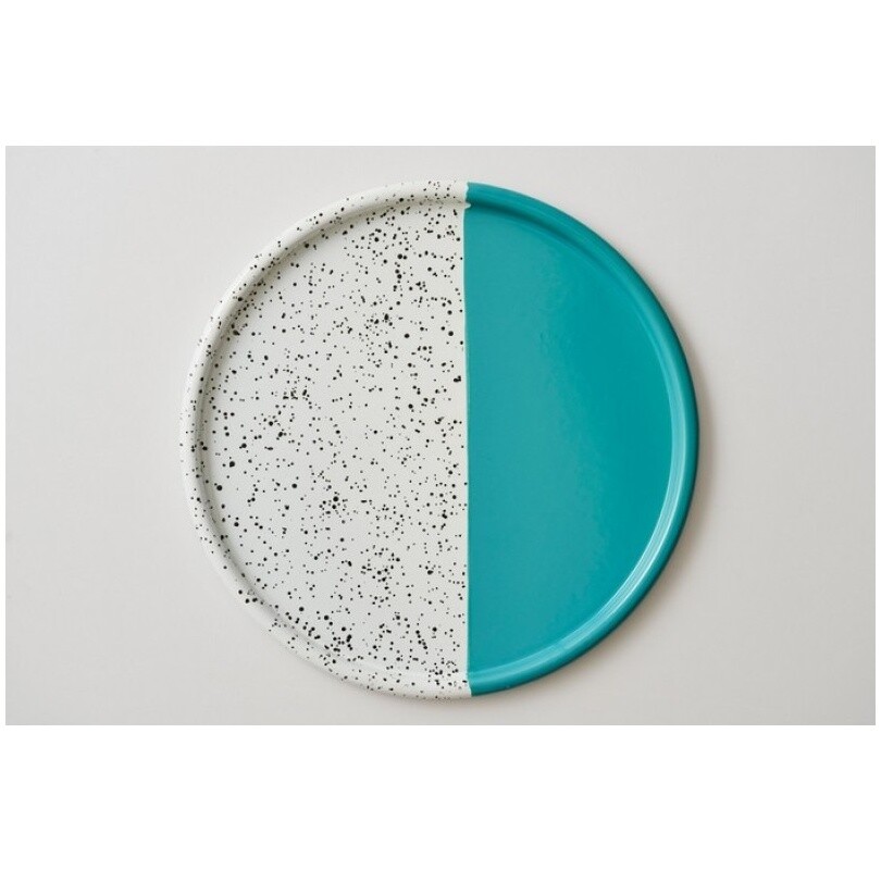 Тарелка эмалированная круглая 32 см бирюзовая Mind-Pop
