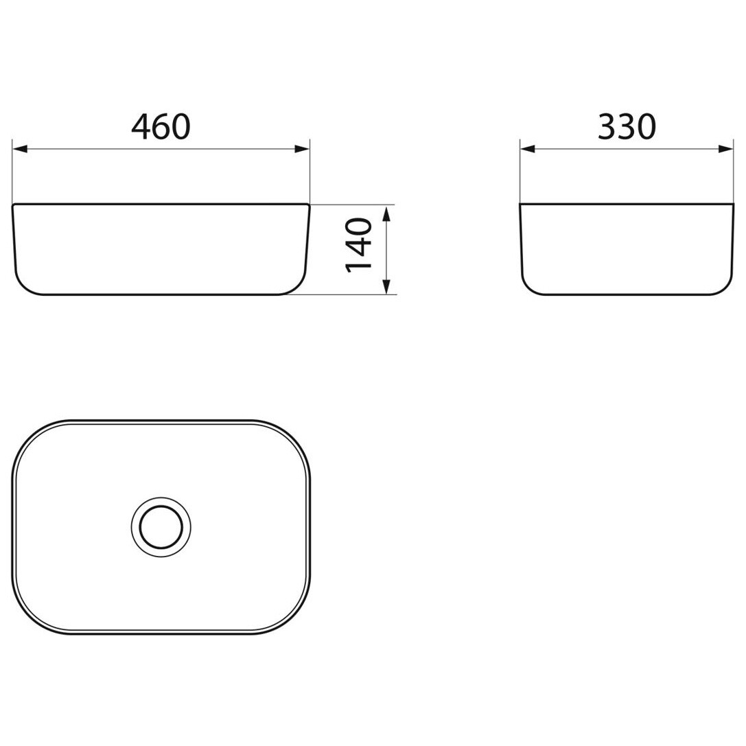 Раковина накладная прямоугольная фарфоровая черно-белая Point "Вега 46" PN43711WB - изображение 4