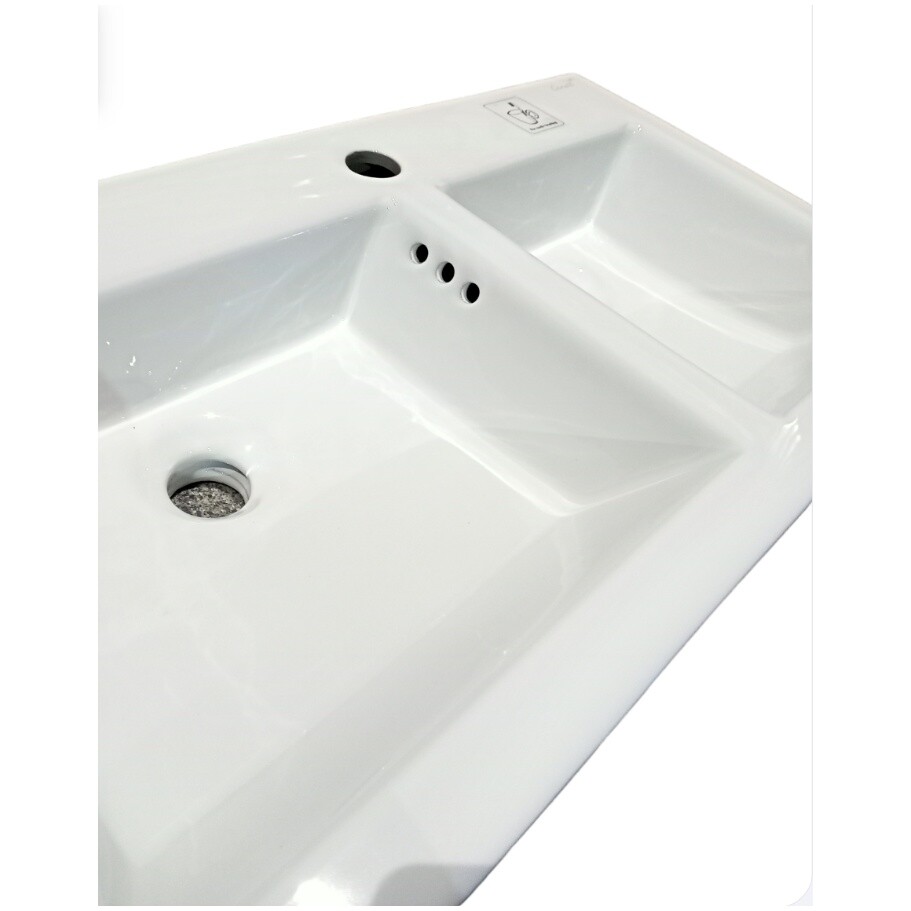 Раковина двойная фарфоровая прямоугольная 40х73 см белая Cerutti SPA Double Vito CT9281 - изображение 4