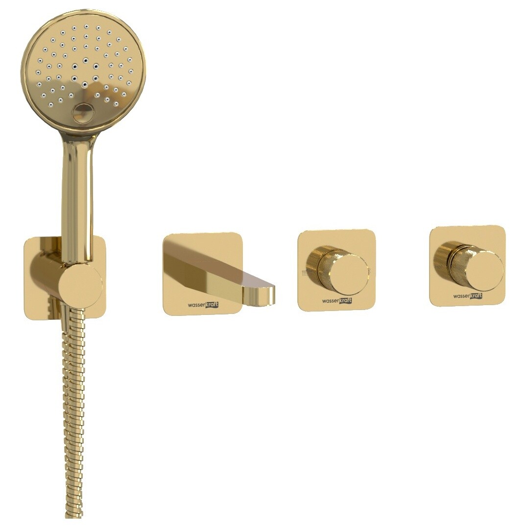Душевой комплект встраиваемый со смесителем и изливом золотой Wasserkraft A7651.303.305.280.197.207 - изображение 4