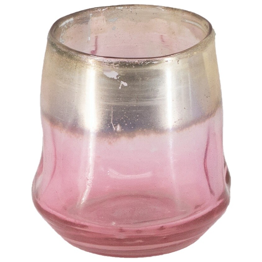 Подсвечник стеклянный розовый 10x10x11 см