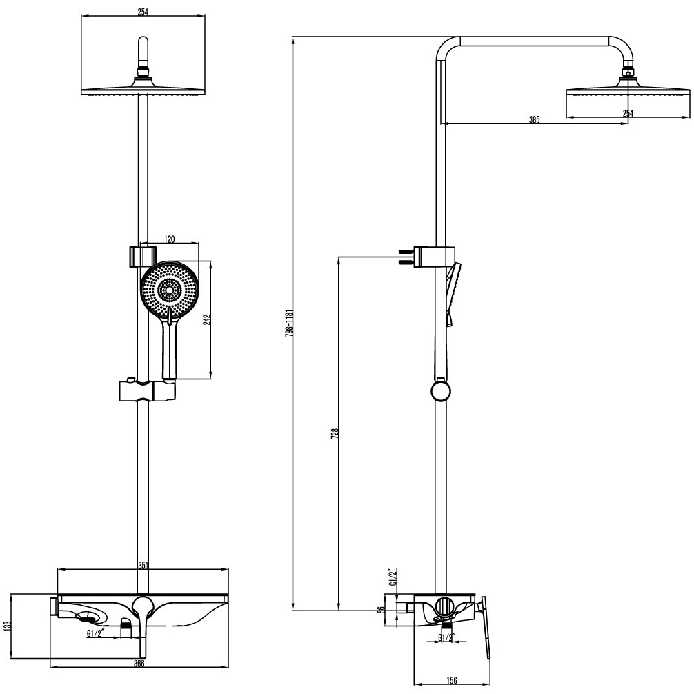 Душевой комплект с тропическим душем хром Stworki "Аулум" S06010CR, S06170CR - изображение 8