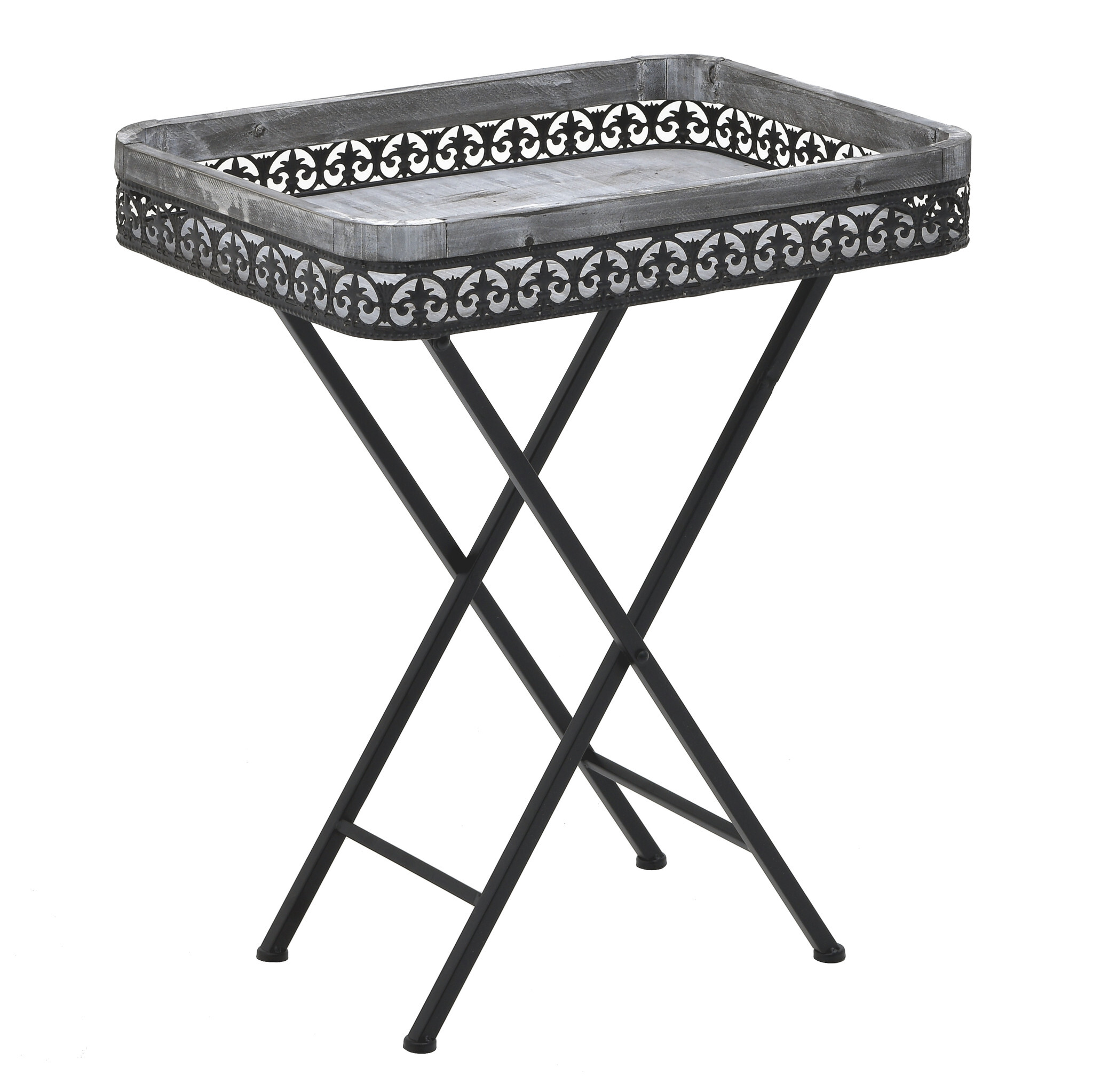 Кофейный столик-поднос с черными ножками серый La Ciotat