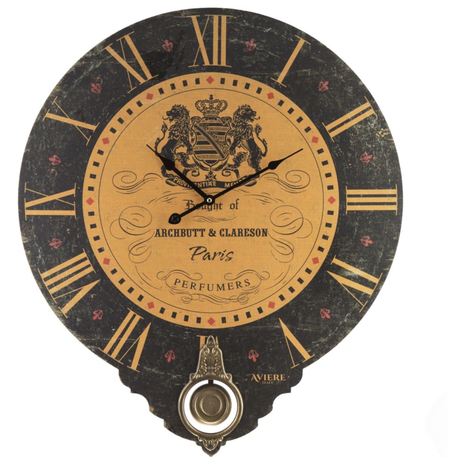 Часы настенные с маятником 58 см желтые с коричневым Aviere