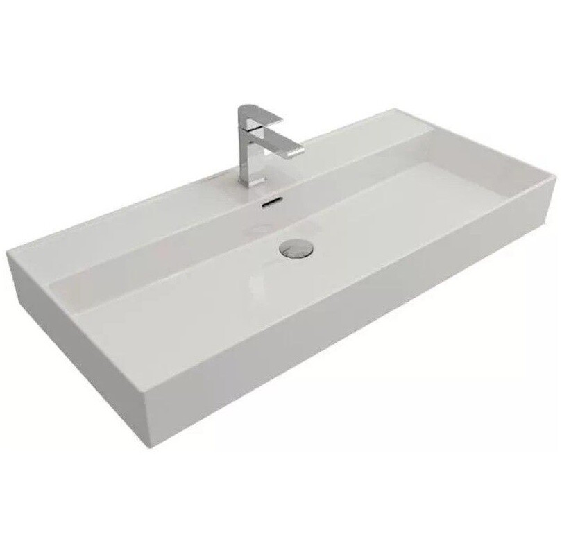 Раковина накладная фарфоровая 100 см белая Bocchi Milano 1378 1378-001-0126