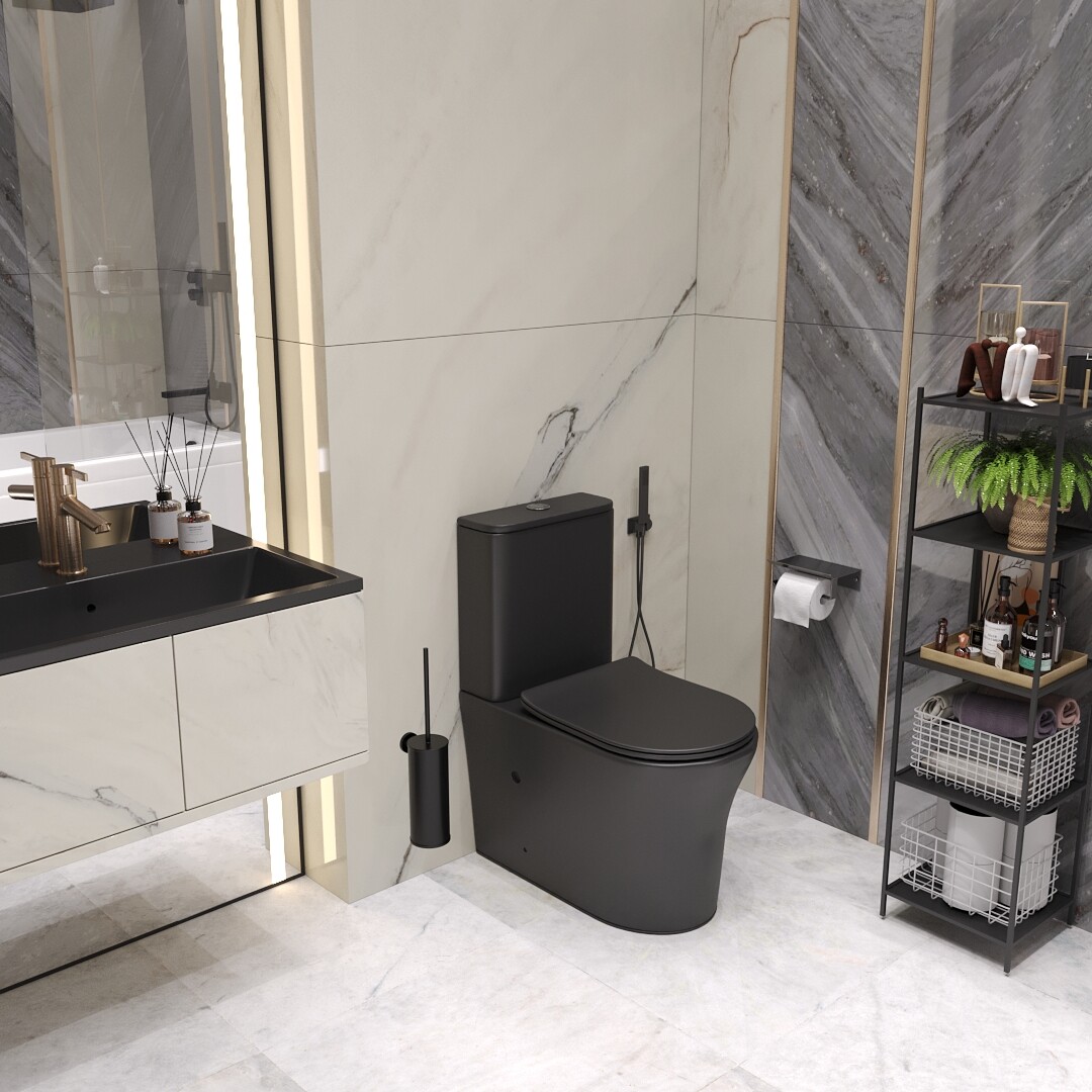 Унитаз напольный безободковый с сиденьем микролифт черный Cerutti SPA Adige MB CT9244 - изображение 4