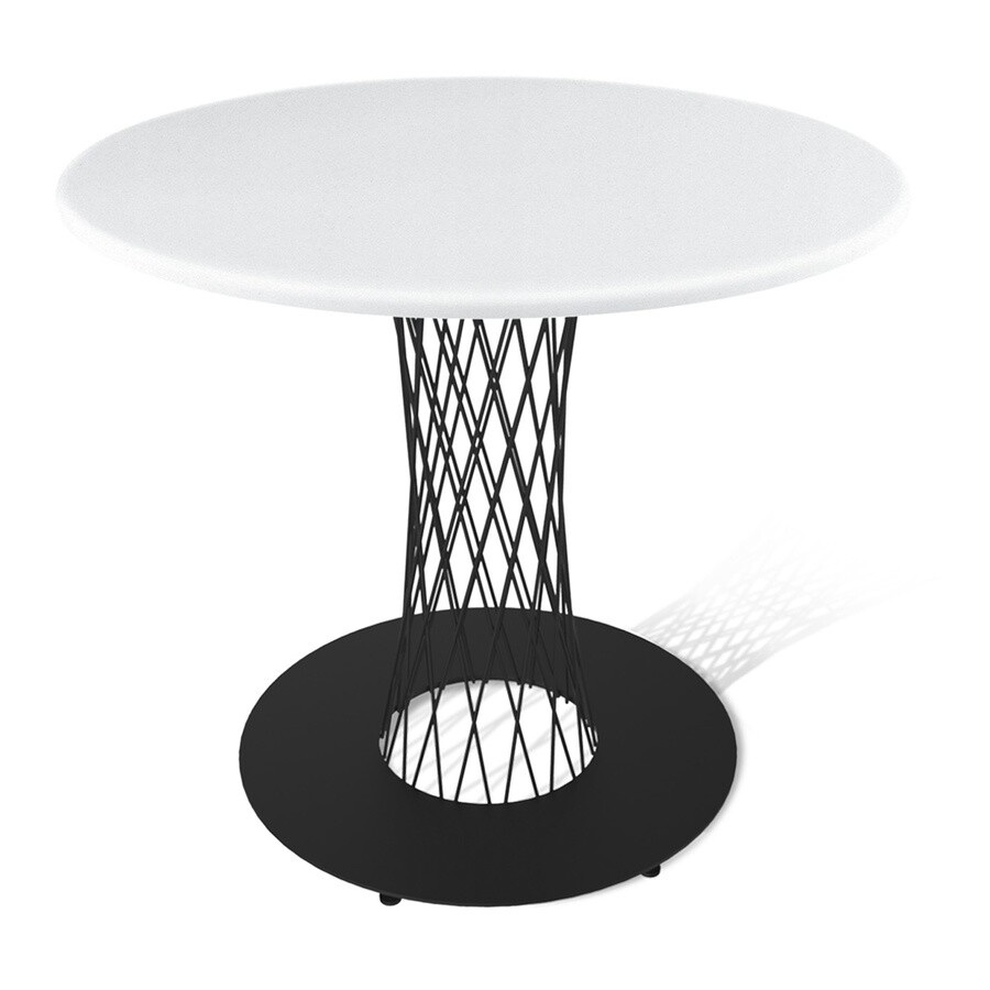 Обеденный стол круглый белый с черной ножкой 80 см Sheffilton