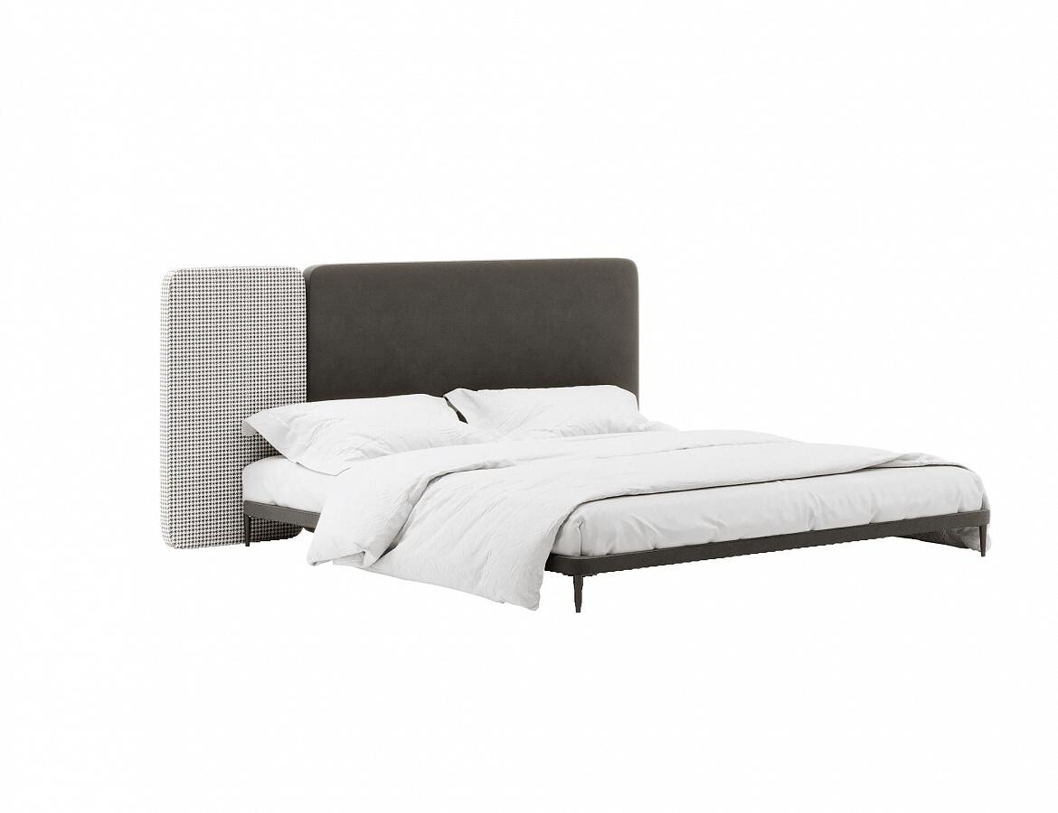 Кровать с навесными панелями евро 200х200 см серая Licata 779501