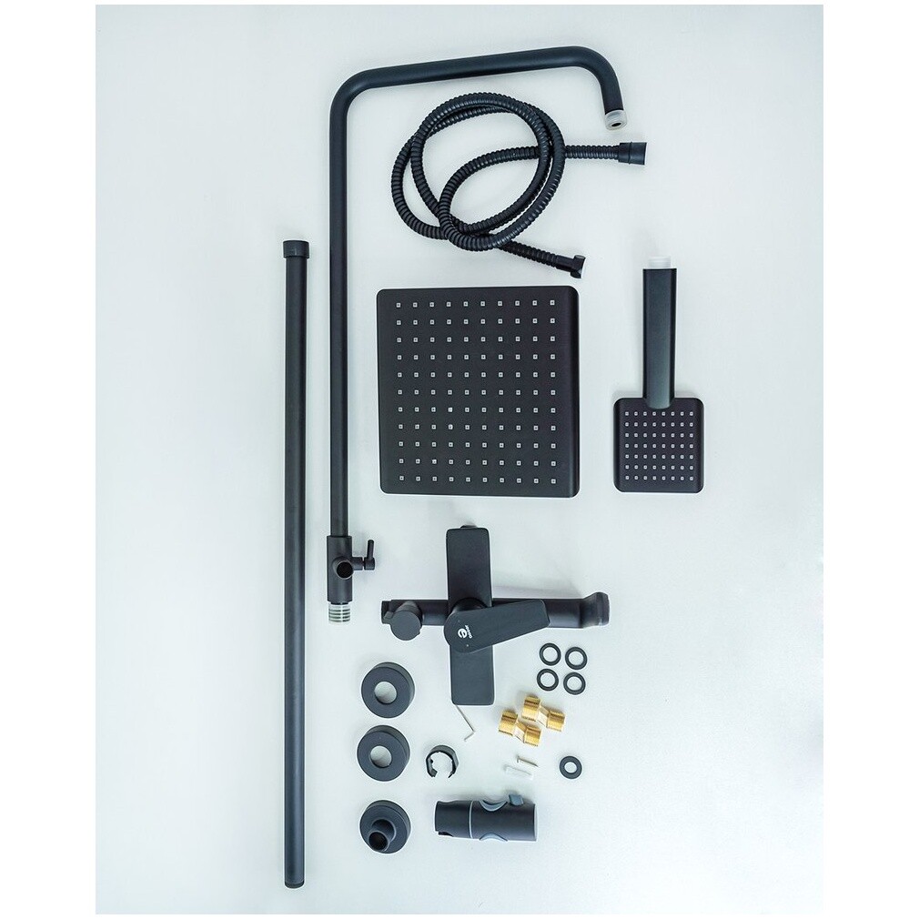 Душевая стойка с верхним душем и смесителем черная Stworki "Ольтен" OLT-04b - изображение 15