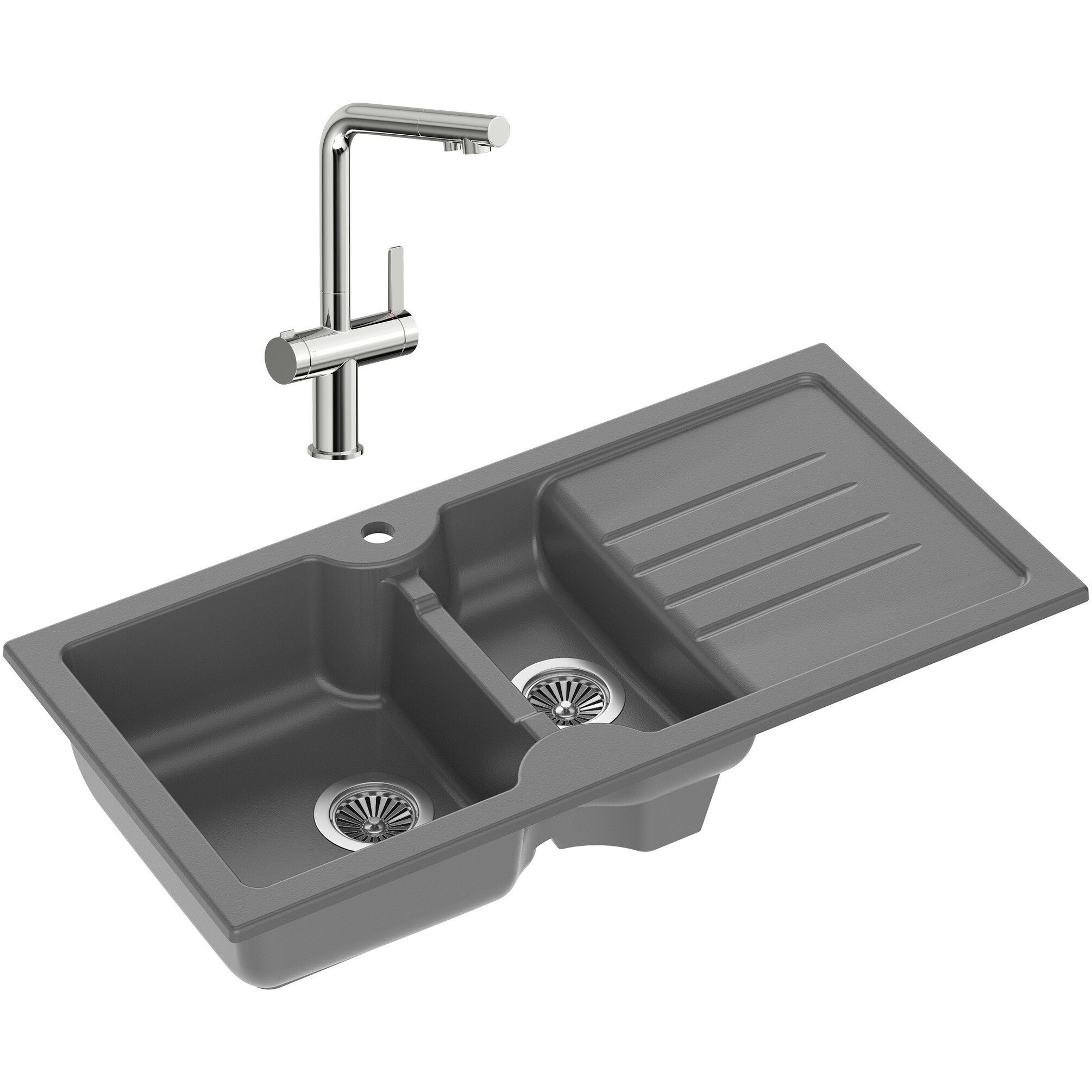 Мойка антрацит Domaci &quot;Сиена&quot; 54100-112 со смесителем Stworki 23020-648-1BG