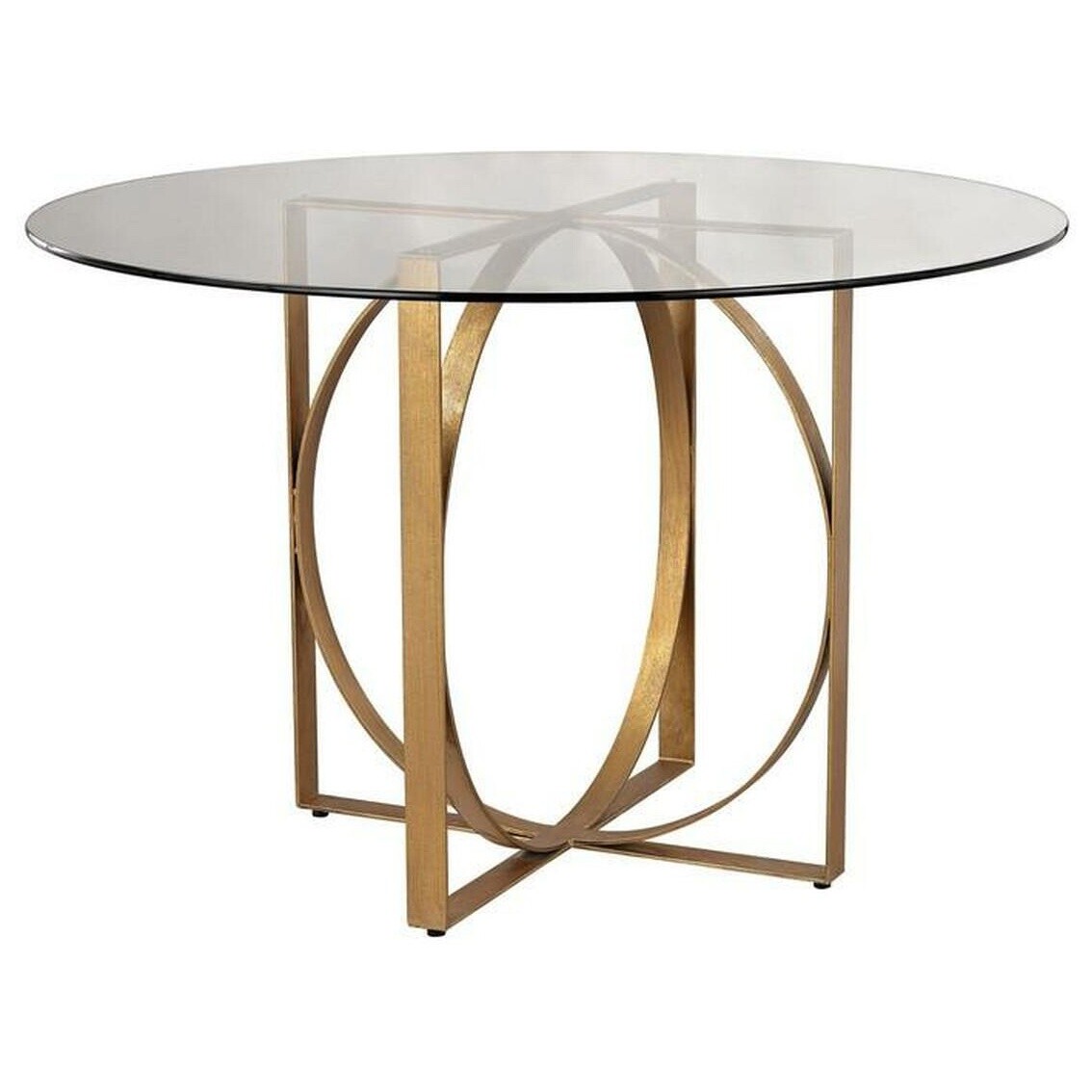 Обеденный стол круглый со стеклянной столешницей на металлических ножках 120 см золото &quot;Трой&quot;