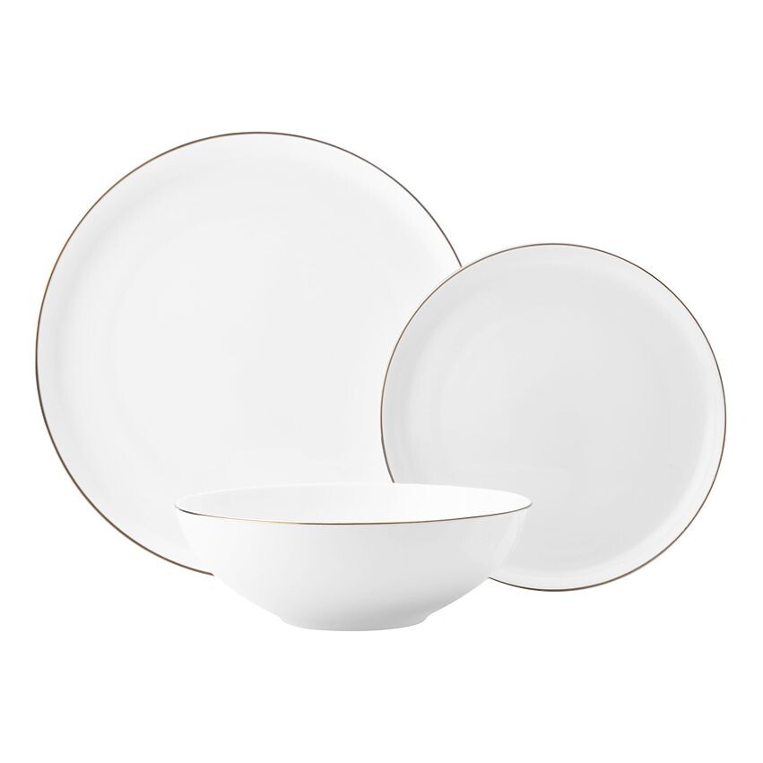 Столовая посуда фарфоровая на 4 персоны 12 предметов белая &quot;Кашемир Голд&quot;
