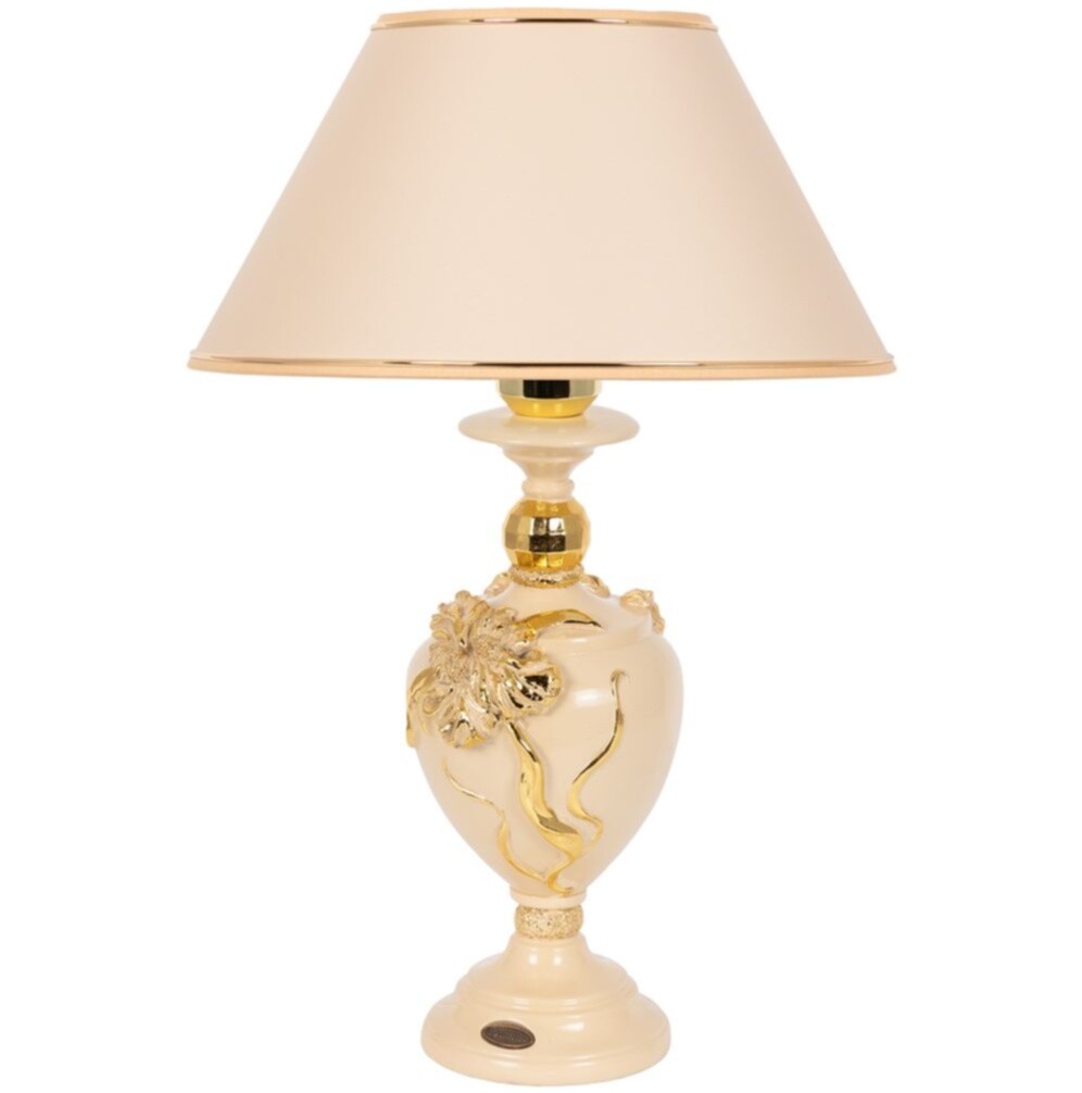 Лампа настольная мраморная с абажуром айвори, крем &quot;Флер де Лис. N38&quot;