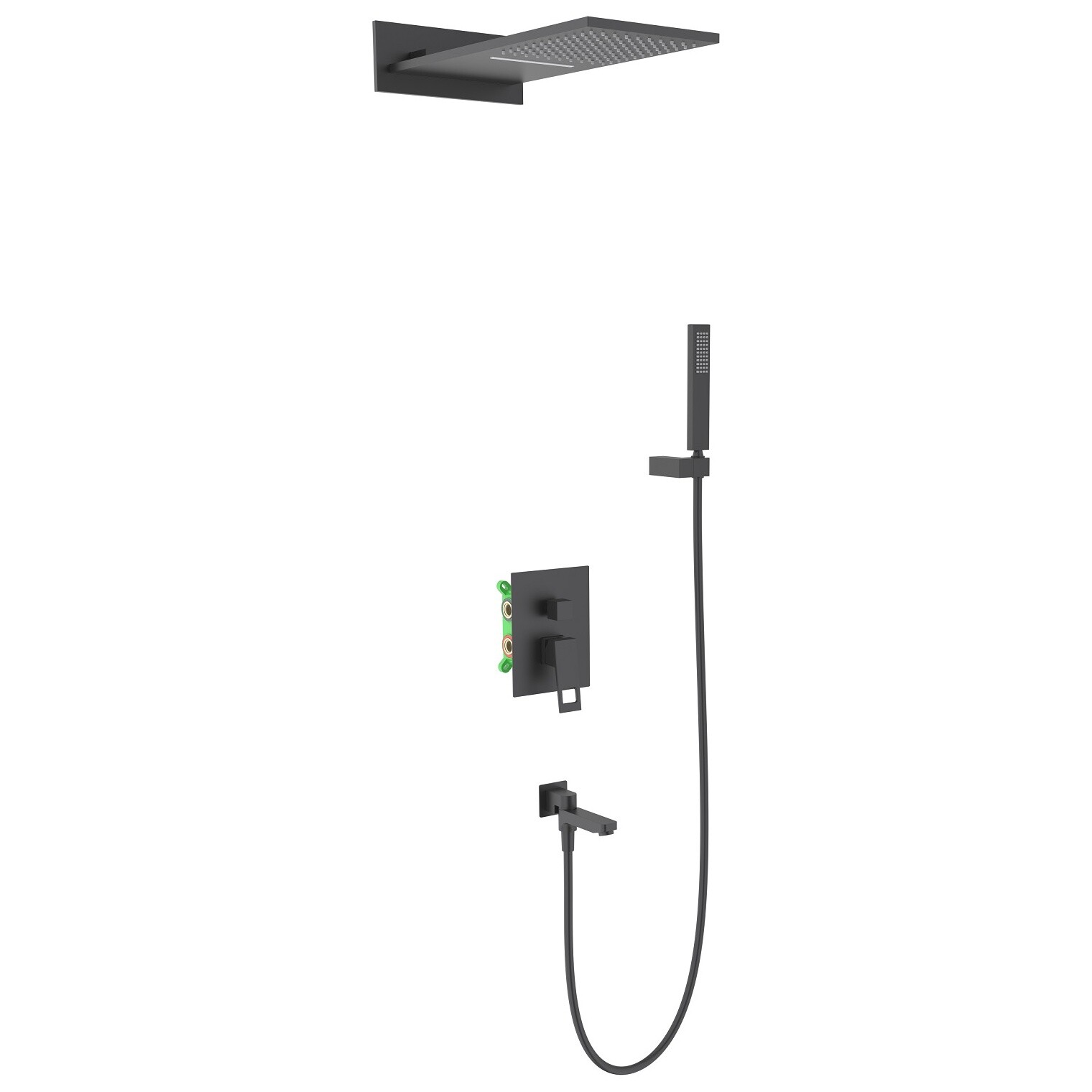 Душевой комплект встроенный с тропическим душем черный Timo Briana SX-7119-03SM