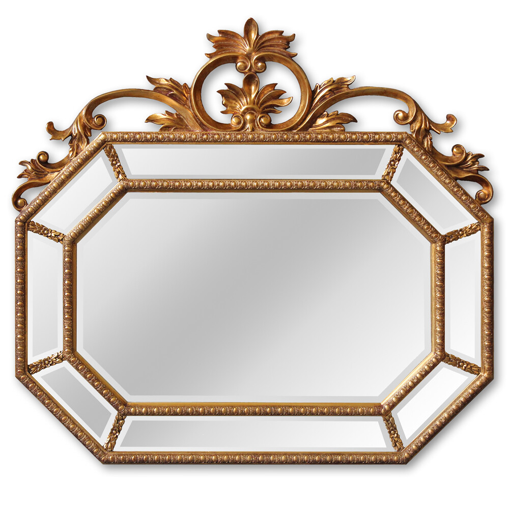 Зеркало венецианское восьмигранное с резьбой золотое &quot;Доротея&quot;