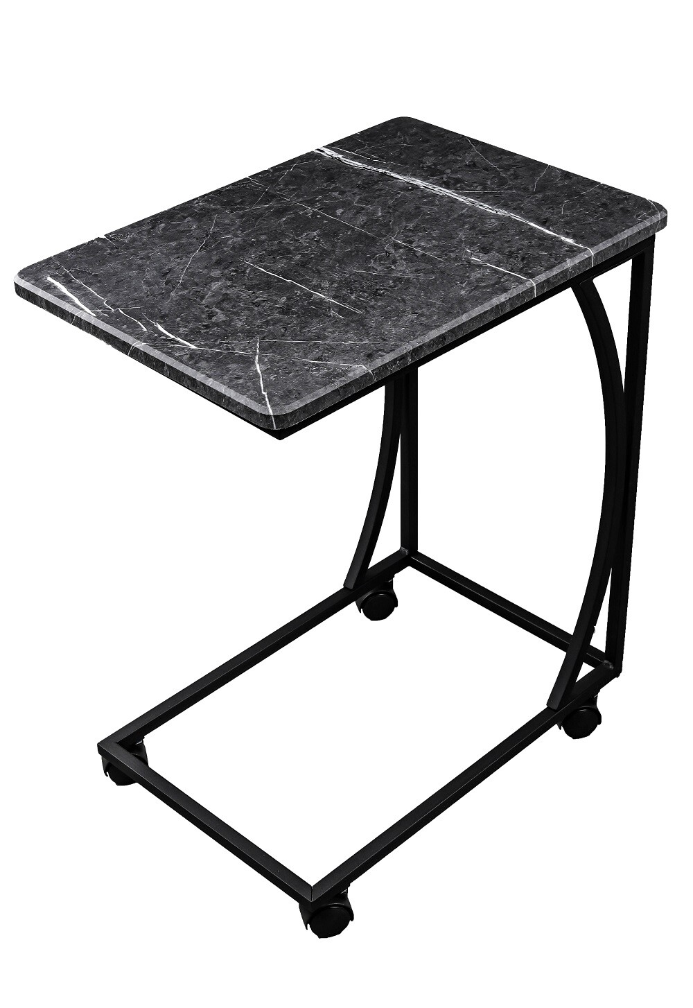 Кофейный приставной столик с колесами черный М007.1А59