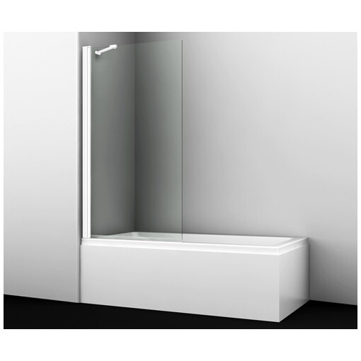 Штора стеклянная на ванну с фиксатором 140х80 см белая Wasserkraft Berkel 48P01-80WHITE Fixed