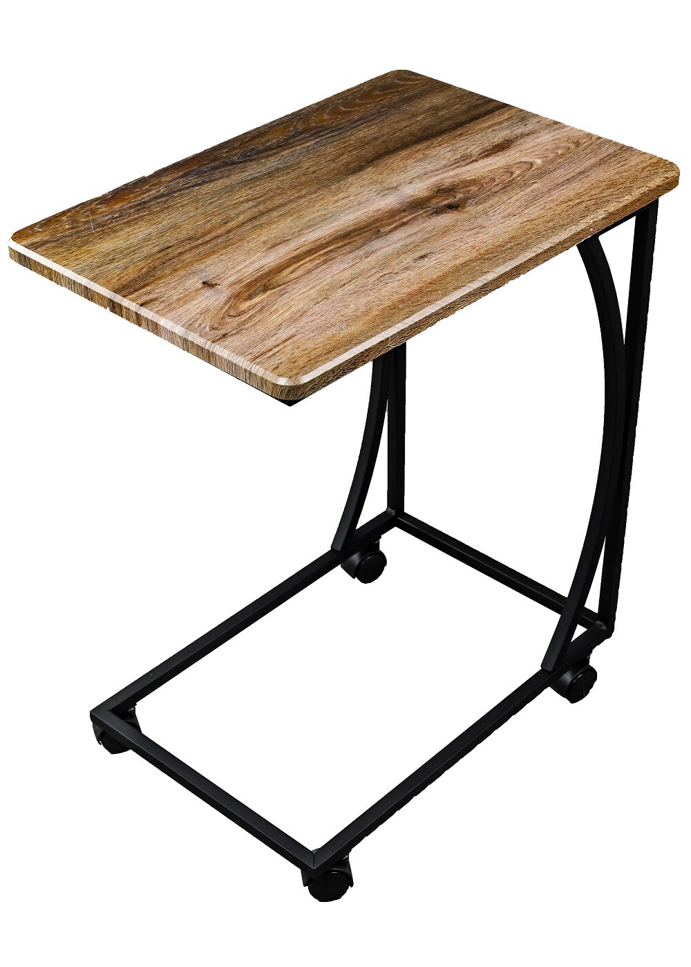 Кофейный приставной столик с колесами коричневый, орех М007.1А52