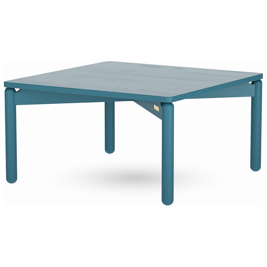 Журнальный столик деревянный квадратный 75 см сине-зеленый Saga