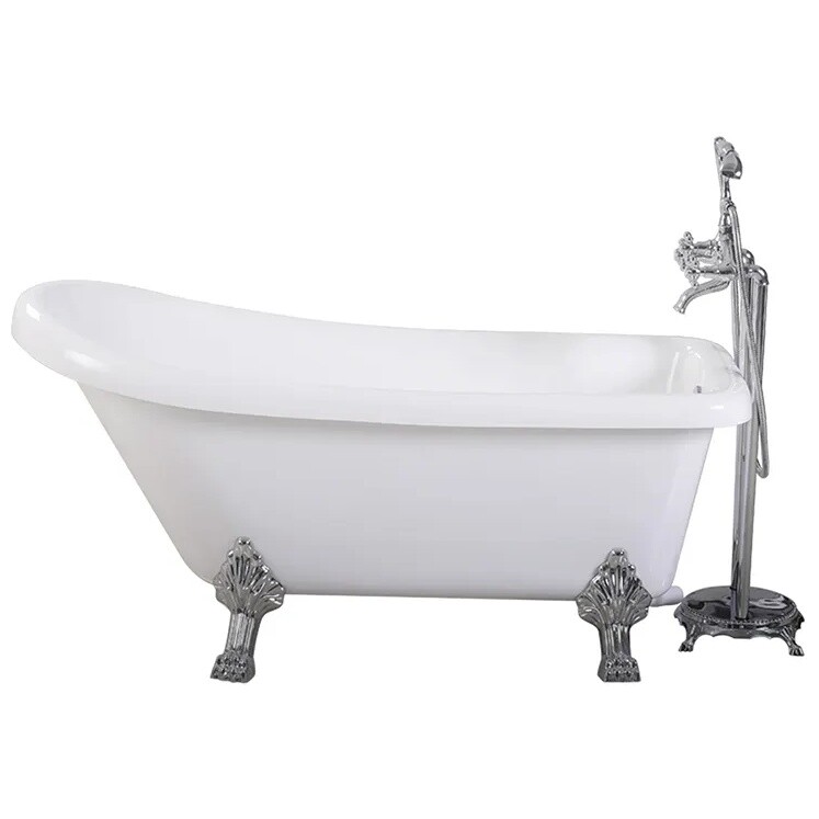 Ванна акриловая на львиных алюминиевых хромированных лапах белая Cerutti SPA Vito 150 CT9320