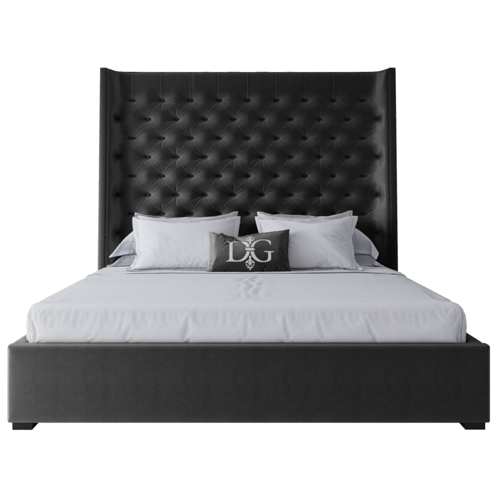 Кровать двуспальная с мягким изголовьем 180х200 см черная Jackie King