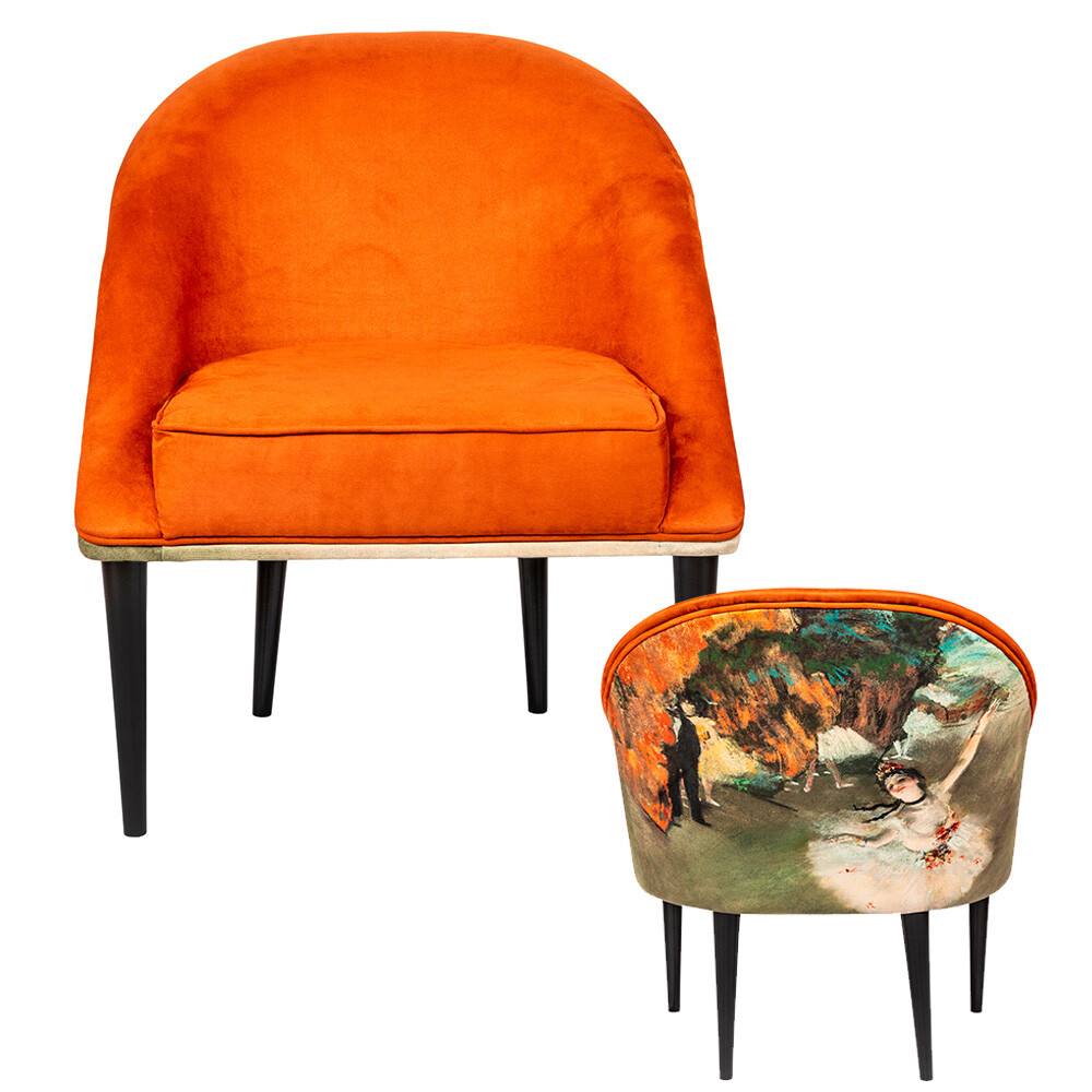 Кресло мягкое с деревянными ножками оранжевое «Звезда балета» 4115103