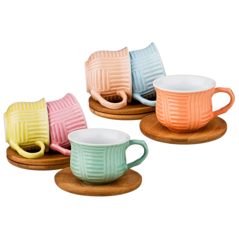Чашки чайные с коричневыми блюдцами на 6 персон разноцветные &quot;Эдельвейс&quot;
